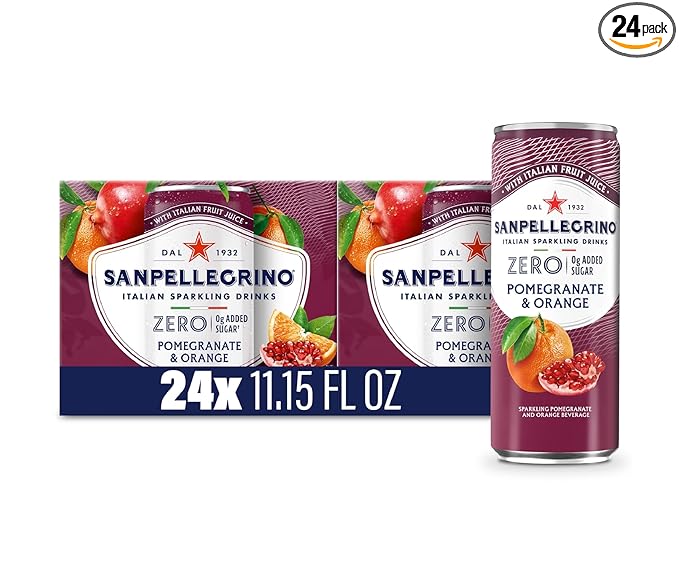 Sanpellegrino Zero Grams Added Sugar Italian Sparkling Drinks Pomegranate Orange, Sparkling Pomegranate Orange Beverage 24 Pack of 11.15 Fl Oz Cans - Bloomnest