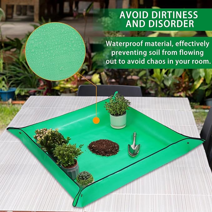 26.8" x 26.8" Plant Repotting Mat Waterproof Transplanting Mat Indoor Succulent Potting Mat Portable Gardening Watering mat Square and Foldable Garden mat - Bloomnest