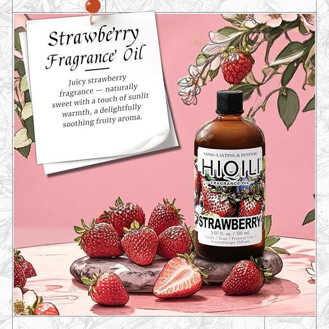 HIQILI Strawberry Fragrance Oil for Diffuser Use, Great for Candle, Soap, Body Butter Making, DIY Fruity Scent Perfume - 5.07 Fl Oz HIQILI
