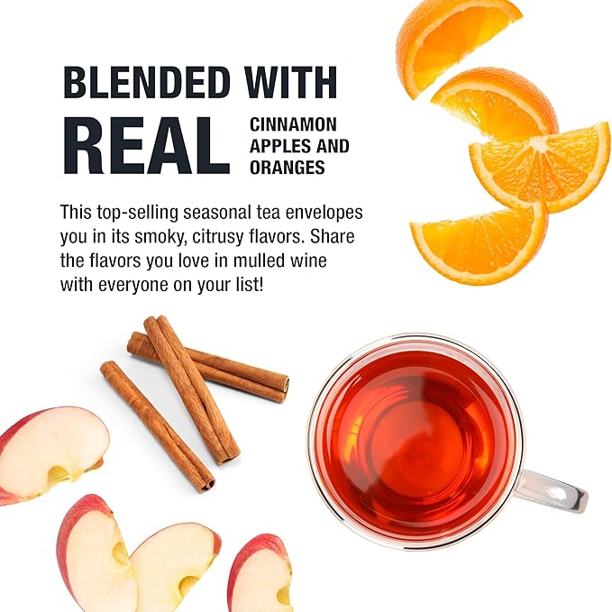 Tiesta Tea - Fireside Spice, Mulled Wine Herbal tea, Premium Loose Leaf Tea Blend, Non Caffeinated Holiday Teas, Make Hot or Iced & Brews Up to 200 Cups - 16 Ounce Resealable Bulk Pouch - Bloomnest