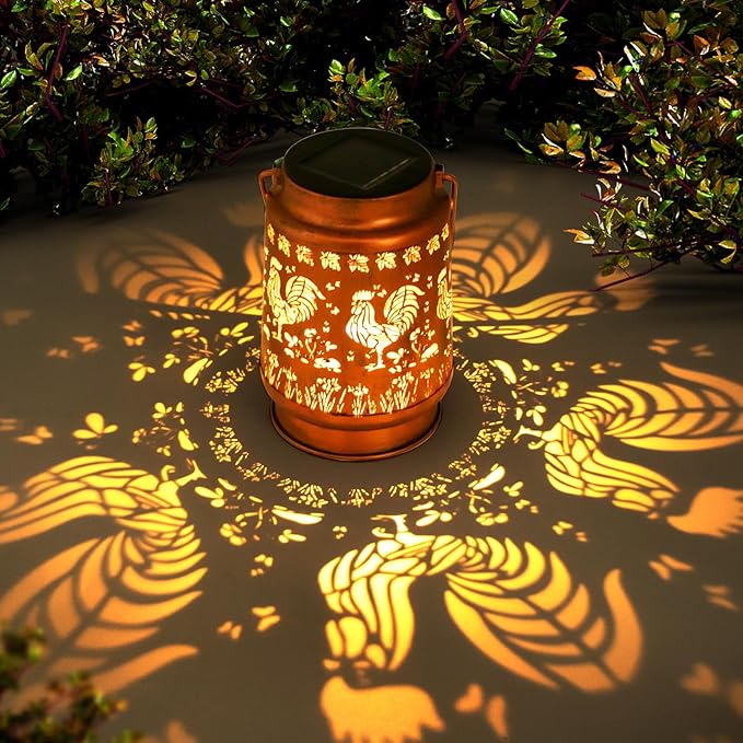 Chicken Gifts for Women, Mom, Grandma, Birthday, Retirement, Thanksgiving,Rooster Decorative Waterproof Hanging Solar Lanterns Outdoor Garden Decor LED for Yard, Patio, Lawn, Landscape, Backyard - Bloomnest