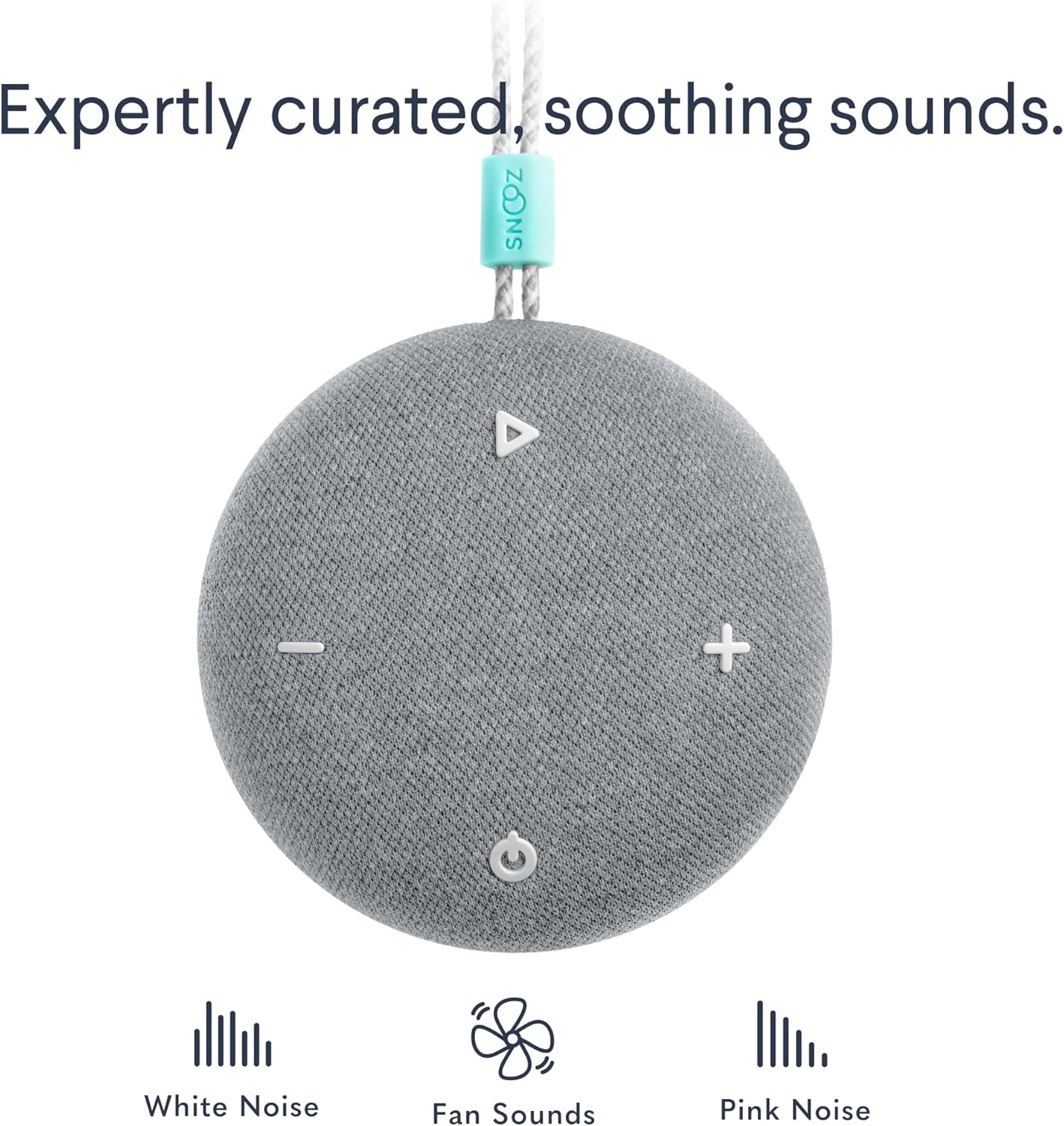 SNOOZ Go - Portable Travel Sound Machine, 6 Sounds, Fan, Pink & White Noise, Rechargeable Bluetooth Speaker, Sleep Aid for Adults, Kids, Office Privacy, Sleeping Essential for Gift Registry - Charcoal