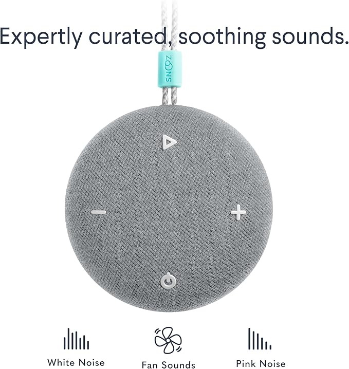 SNOOZ Go - Portable Travel Sound Machine, 6 Sounds, Fan, Pink & White Noise, Rechargeable Bluetooth Speaker, Sleep Aid for Adults, Kids, Office Privacy, Sleeping Essential for Gift Registry - Charcoal - Bloomnest