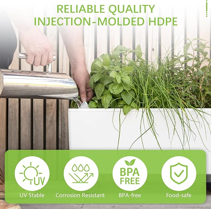 Glowpear Self-Watering Mini Bench Planter - 23.6" in Pot, Free Standing, UV Stable, Scalable, Indoor | Outdoor Pot with Water Gauge, for Home Kitchen Windowsill Gardening - Bloomnest