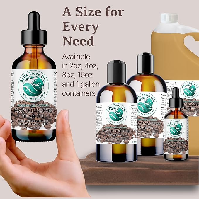 Bella Terra Oils Premium Roasted Coffee Bean Oil – 1 gallon, Carrier Oil, Aromatic, Antioxidant-Rich, for Skin & Hair Care - Bloomnest