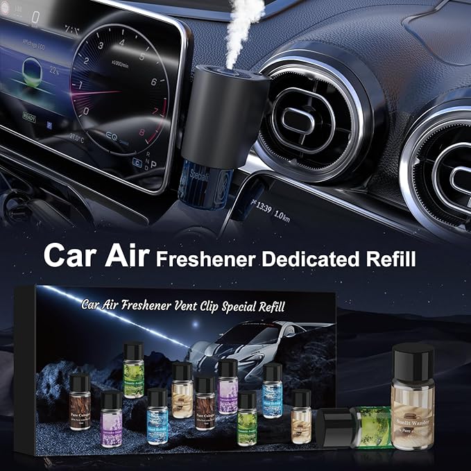 Car Air Freshener Refill, Car Air Freshener Vent Clip Special Refill, 5 Scents, 10 Bottles (Excluding Machine) - Bloomnest