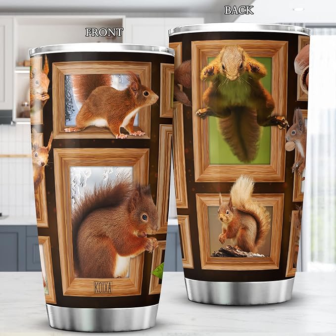 Squirrel Insulated Tumbler With Lid 20 Oz Cute Squirrels Rodent Animal Print Cup Christmas Gift For Women Birthday Present Squirrel Things For Squirrel Lovers Animals Gifts - Bloomnest