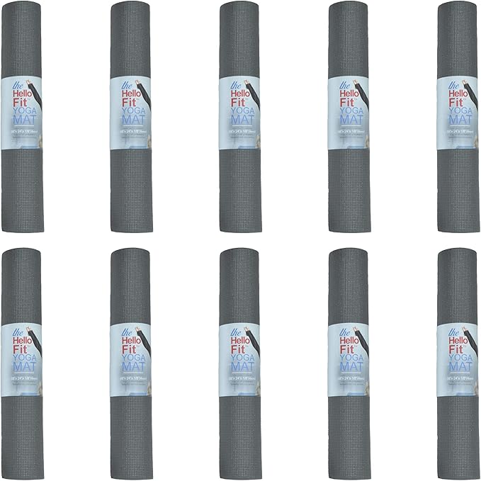 Hello Fit 10-Pack Yoga Mat, 68" x 24" Non Slip Exercise Mat, 4mm Thick Gym Mat for Fitness and Stretching, Bulk Non Toxic Yoga Mats for Schools and Studios - Bloomnest