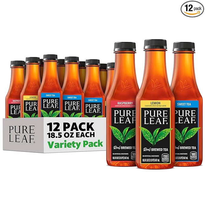 Pure Leaf Iced Tea, Sweetened 3 Flavor Variety Pack, 18.5 Fl Oz Bottles (Pack of 12) - Bloomnest