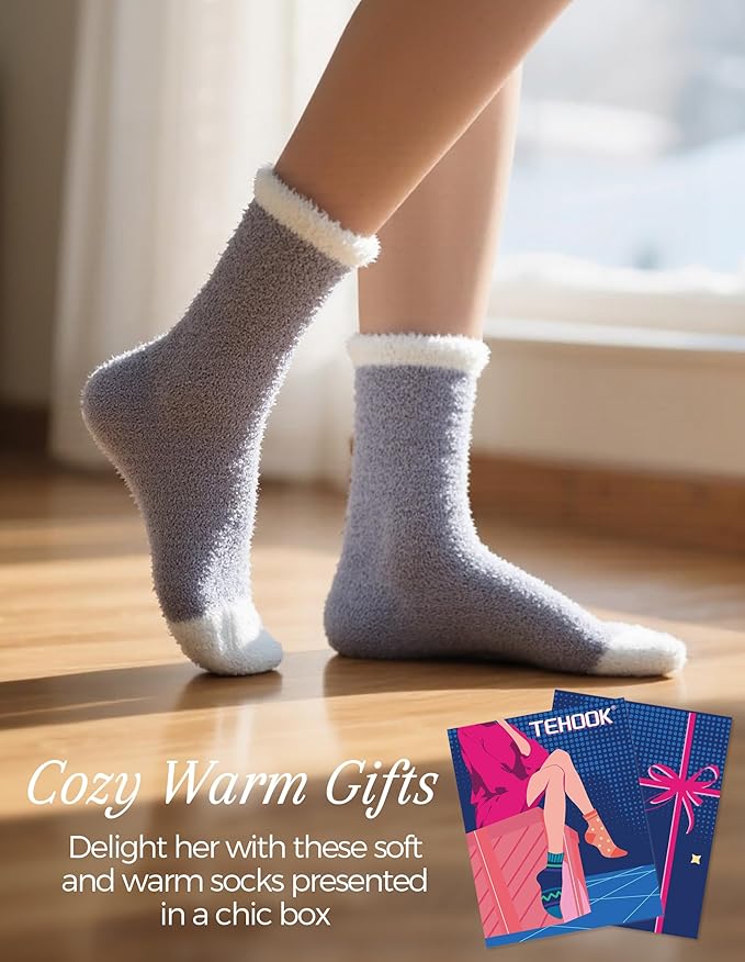 TEHOOK Warm & Cozy Valentines Gifts for Women, Fluffy Fuzzy Plush Sleeping Slipper Socks - Soft Warm Fabric - Bloomnest