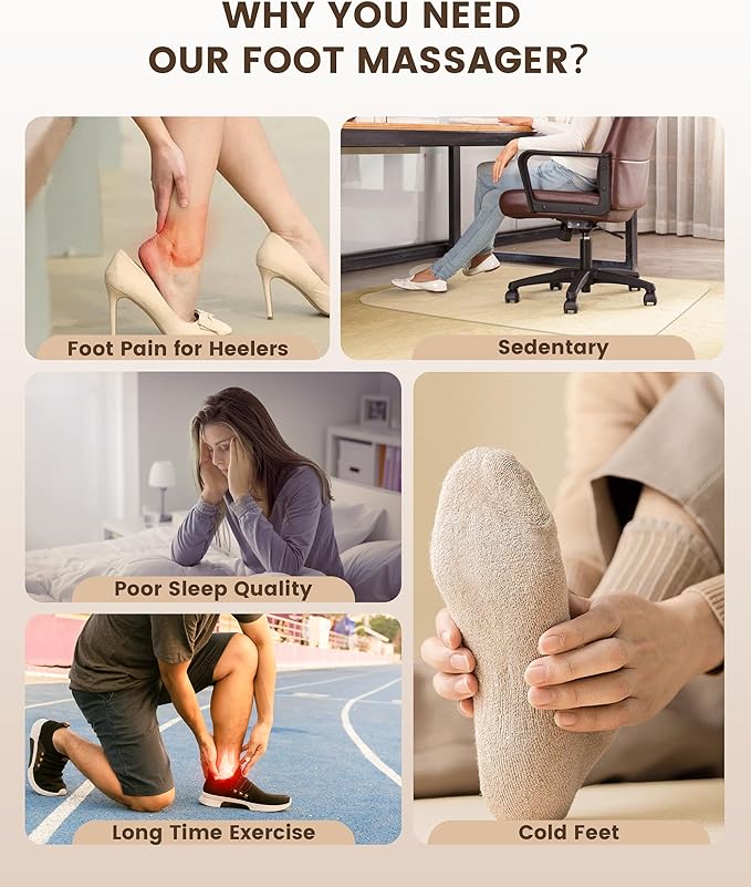 COMFIER Foot Massager with Heat, Shiatsu Foot Massager Machine for Plantar Fasciitis, Keading & Compression for Neuropathy Pain, Gifts for Women Men, Fits Up to 14 - Bloomnest