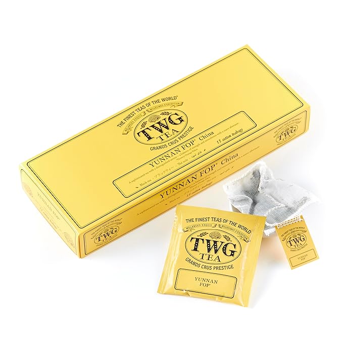 TWG Tea | Yunnan FOP | Black Tea | Earthy Suave Aftertaste | 15 Hand Sewn Cotton Teabags | Gift Set - Bloomnest