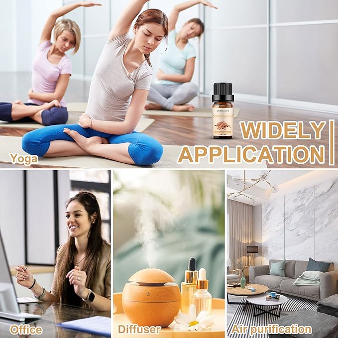 Sedbuwza Sandalwood Essential Oil, Pure Organic Sandalwood Fragrance Oil for Diffuser, Humidifier, Soap, Candle, Perfume Sedbuwza