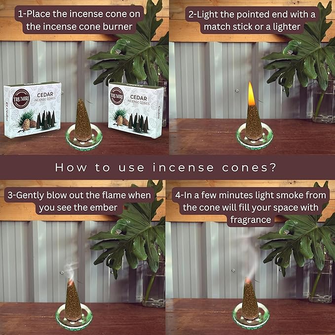 TRUMIRI Cedar Incense Cones - Total 20 Cone Incense - Dual Pack of 10 Insence Cones - Incense Cones Scented - Cone Incense Scents - Insense Cones - Incent Cone TRUMIRI