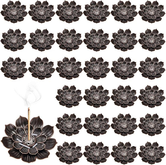 Sumind 30 Pieces Incense Holder Lotus Sticks Incense Burner Cone Burner Ash Catcher for Home Fragrance Decor Yoga SPA Bedroom(Retro) - Bloomnest