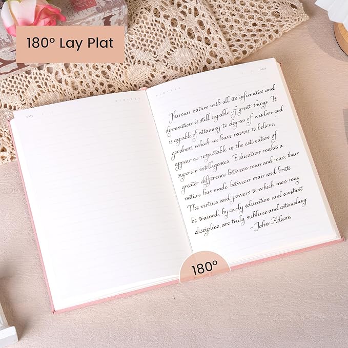 CAGIE Lined Journal Notebook for Women Girls, A5 Hardcover Linen Journals For Writing 256 Pages, Aesthetic Womens Diary, Gifts 8.3'' x 5.7'' Pink - Bloomnest