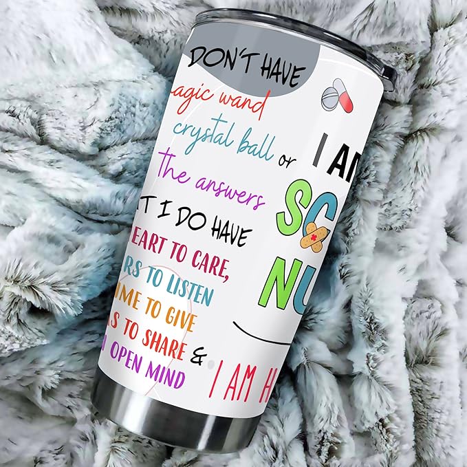 Stainless Steel 20oz Tumbler, Funny School Nurse Appreciation Gifts - Birthday, Christmas, Nurses Day Gifts - Coffee Cup - Bloomnest