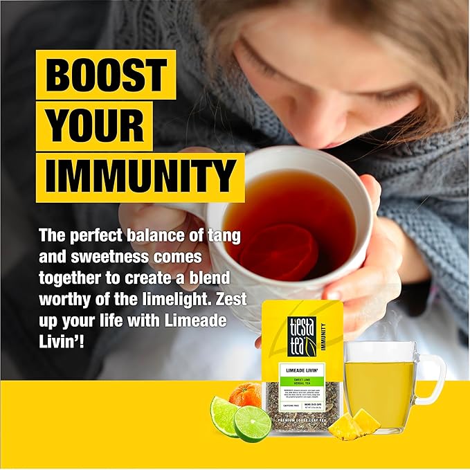 Tiesta Tea - Limeade Livin, Loose Leaf, Sweet Lime Herbal Tea, Non-Caffeinated Fruit Blend, Make Hot or Iced Up to 25 Cups, 2 oz Resealable Pouch - Bloomnest