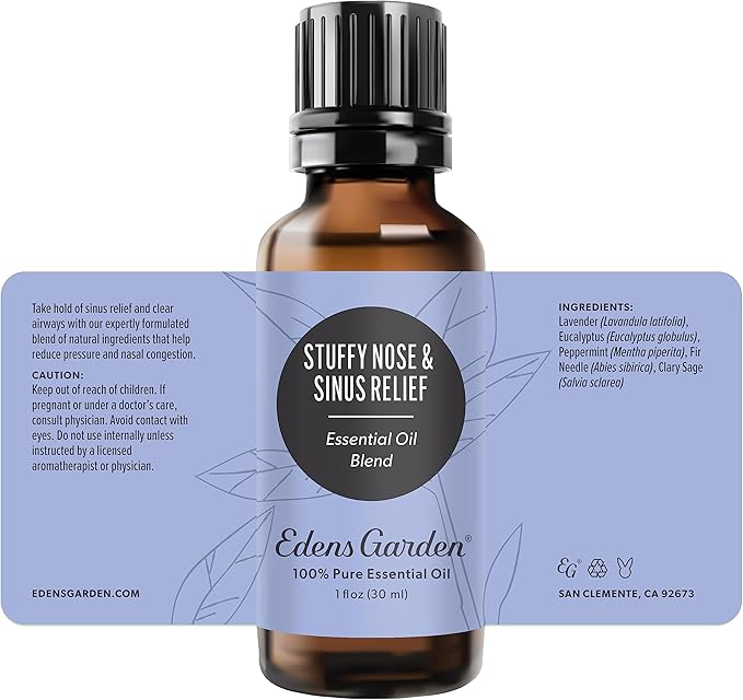 Edens Garden Stuffy Nose & Sinus Relief Essential Oil Blend- 100% Pure Premium Grade, Undiluted, Natural, Therapeutic, Aromatherapy, The Best for Skin, Face, Humidifiers 30 ml (1 fl oz) - Bloomnest
