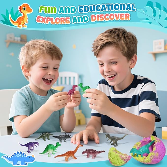 Dinosaur Bath Bombs for Kids with Surprise Inside, Christmas Stocking Stuffers for Kids, 9 Pack Bath Bombs Gift Set, Natural Organic Kid Bubble Bath Fizzy for Girls Boys with Bath Toys Inside - Bloomnest