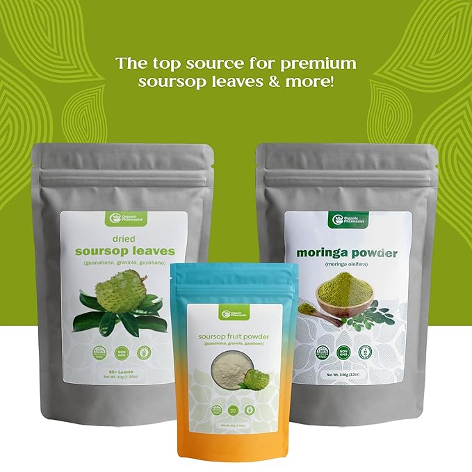 Organic Pharmacist Premium Soursop Tea Bags, Graviola Leaf Tea, Guanabana Teas, Guyabano Herbal Tea, Soursop Bitters Teas, Shredded Ground Leaves, 25 Count, New & Improved - Bloomnest