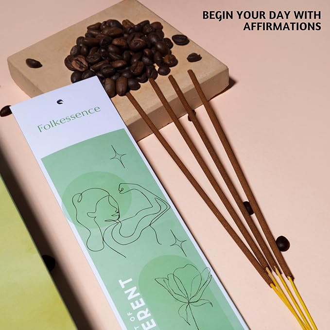 Folkulture Incense Sticks (120 Sticks) | Set of 6 Premium Incense For Manifesting, Aromatherapy, Gifts | No Charcoal,Organic, Non Toxic, 45 Mins, Long Burning Frankincense, Coffee, Mint Insence-Sticks FOLKULTURE