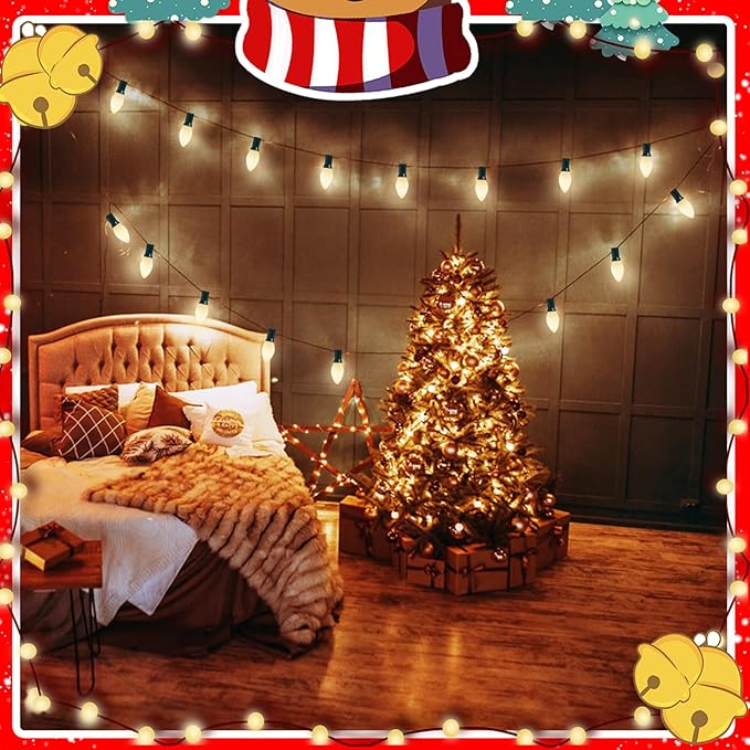 C7 LED White Replacement Bulbs,25 Pack 0.6w White Christmas Light Replacement Bulbs With E12 Base,Warm White Light Bulbs For Candelabra Window Candle Chandelier Night Lights Christmas String Lights - Bloomnest