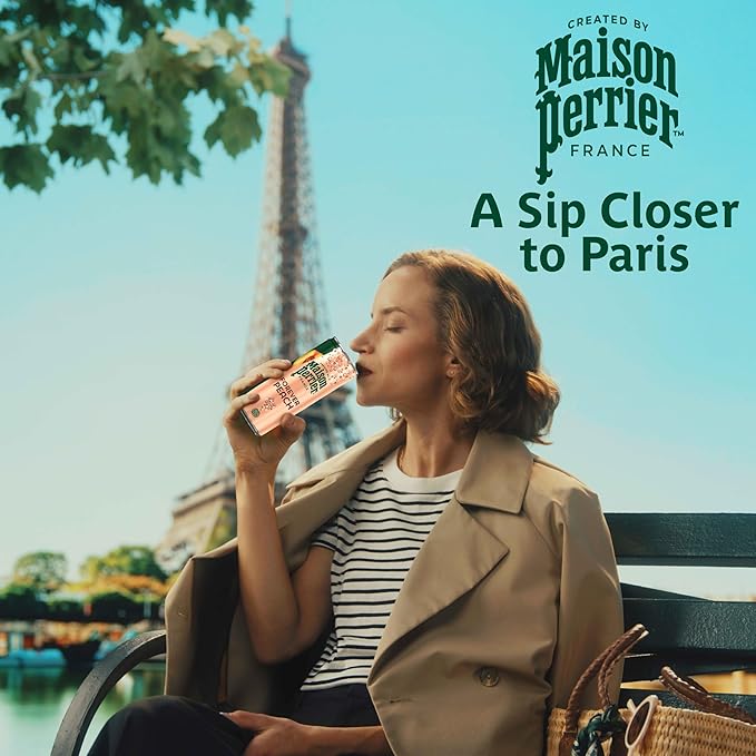 Maison Perrier Forever Peach Flavored Sparkling Water, 11.15 Fl Oz Cans, 8 Count, 3 Pack - Bloomnest