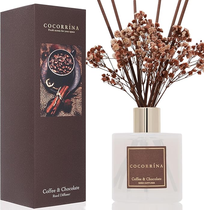 Cocorrína Reed Diffuser Sets - Coffee & Chocolate Scented Diffuser with Sticks Home Fragrance Reed Diffuser for Bathroom Shelf Decor - Bloomnest