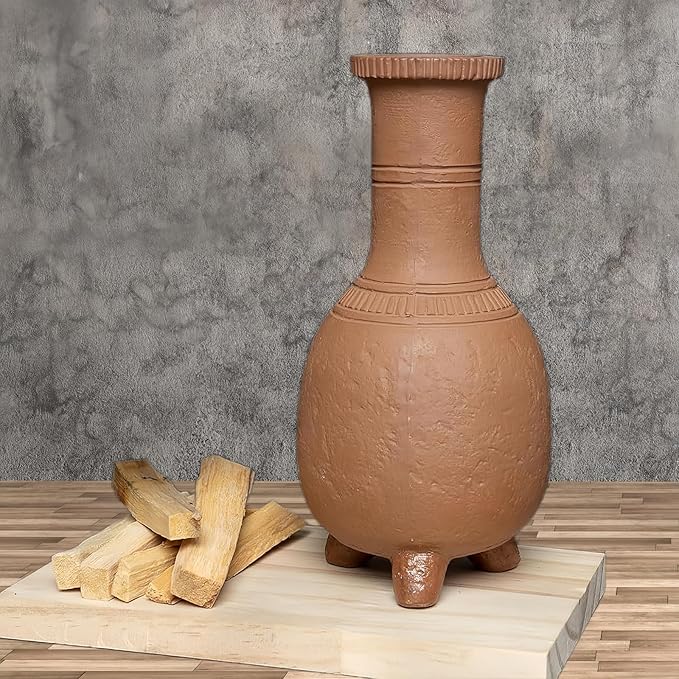 Mini Chiminea Ceramic Incense Burner, 7.5 x 4 inches, Handcrafted Clay Holder for Palo Santo and Sticks (Red Pottery-A) - Bloomnest