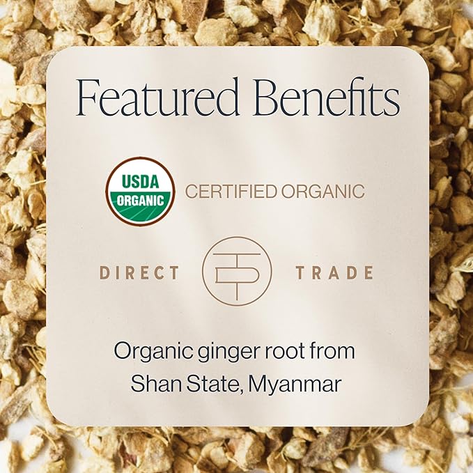 Rishi Tea Ginger Herbal Tea - Organic, Caffeine Free Loose Leaf, Pure Botanical Digestive - 16 Ounces, 56+ Servings - Bloomnest