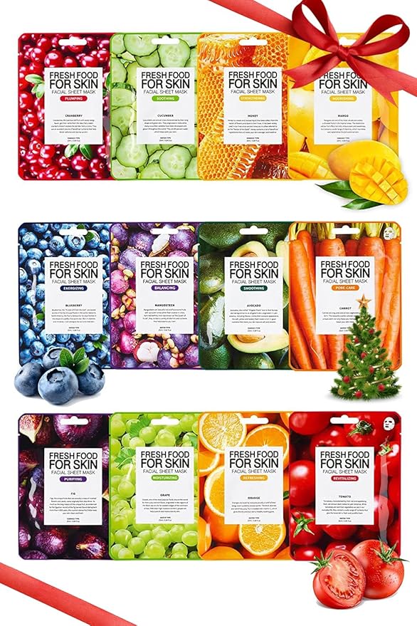FARMSKIN Organic Face Mask, 12 pcs - Hydrating, Moisturizing, Brightening, Soothing, Cruelty-Free - Bloomnest