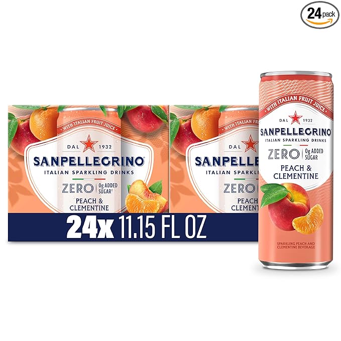 Sanpellegrino Zero Grams Added Sugar Italian Sparkling Drinks, Sparkling Peach Clementine Beverage, 24 Pack of 11.15 Fl Oz Cans - Bloomnest