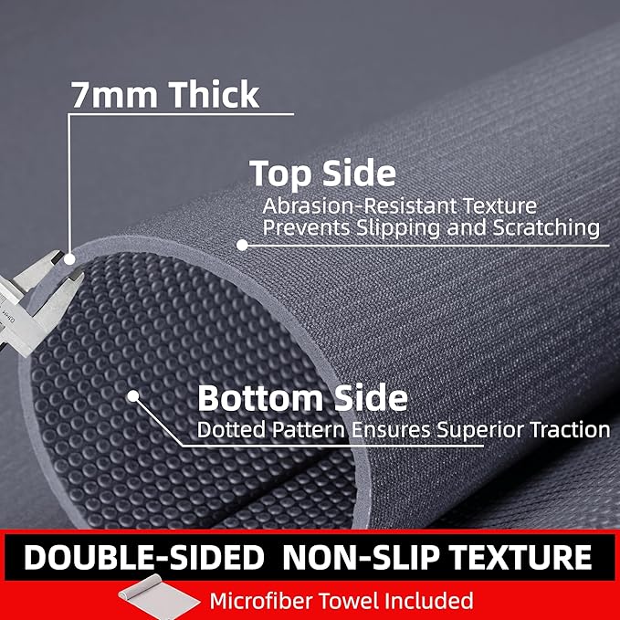 Large Exercise Mat for Home Workout,12‘x6’/10'x6'/9'x6'/8'x6'/7'x5'/6'x4' (7mm) Extra Thick Workout Mat, High-Density Gym Mat for Cardio, Jump Rope, MMA, Weights (Shoe-Friendly) - Bloomnest