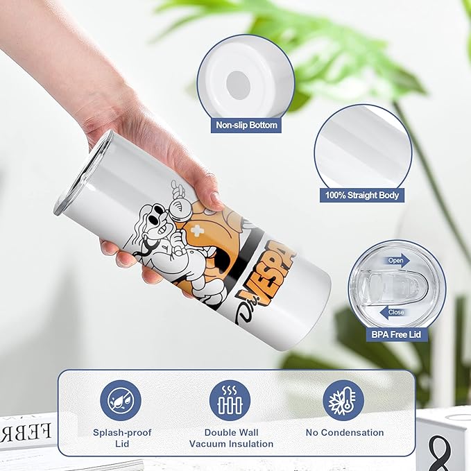 AGH 10 Pack 20 OZ Sublimation Tumblers Blank, Straight Skinny Tumbler with Metal Straw, Stainless Steel Double Layer Insulated Mug, Individually Box, Travel Tumblers - Bloomnest