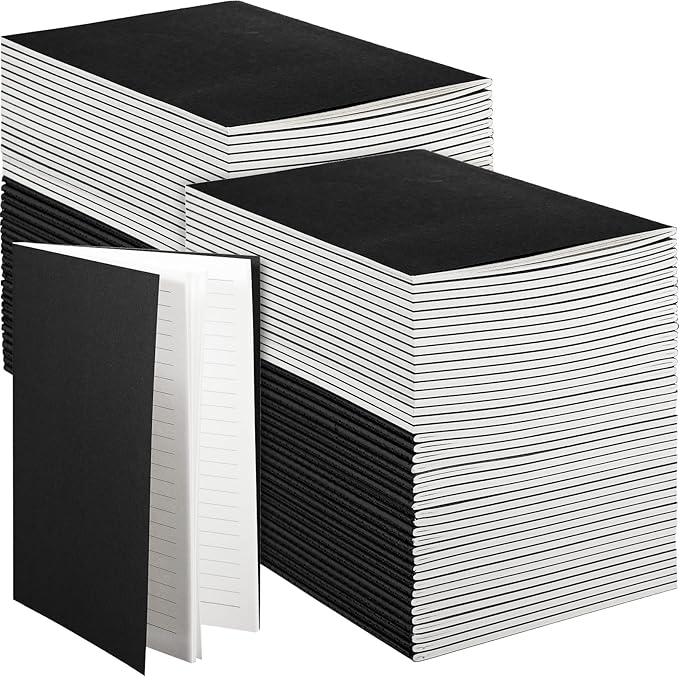 Mimorou 100 Pcs Journals Notebooks Bulk - Kraft Softcover A5 Small Notebooks 5.5 Inch x 8.3 Inch Notepads with 60 Page 30 Sheet for Writing Sketch Travel Office Supplies(Black,Lined) - Bloomnest