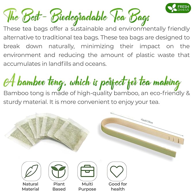 FreshDrinkUS, Premium 15 Pandan Leaf Tea Bags, 100% Natural & Pure from Pandan Leaves. Loose Leaf Pandan Herbal Tea. Made with Natural Material Tea Bags. No Sugar, No Caffeine, No Gluten, Vegan. (15 Tea bags) - Bloomnest