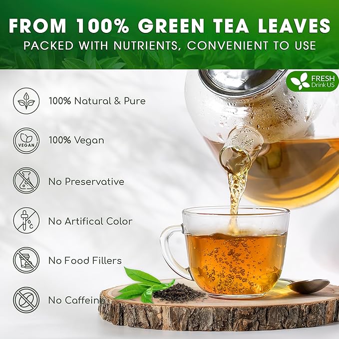 FreshDrinkUS, Premium 175 Green Tea Bags, 100% Natural & Pure from Green Tea. Green Herbal Tea. Made with Natural Material Tea Bags. No Sugar, No Gluten, Vegan - Bloomnest