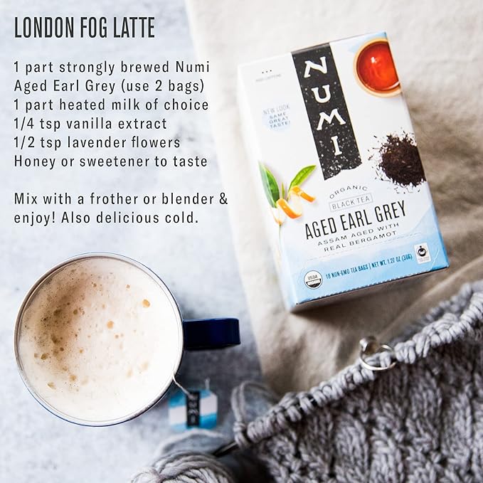 Numi Organic Aged Earl Grey Tea, 100 Tea Bags, Black Tea With Bergamot Orange, Caffeinated - Bloomnest