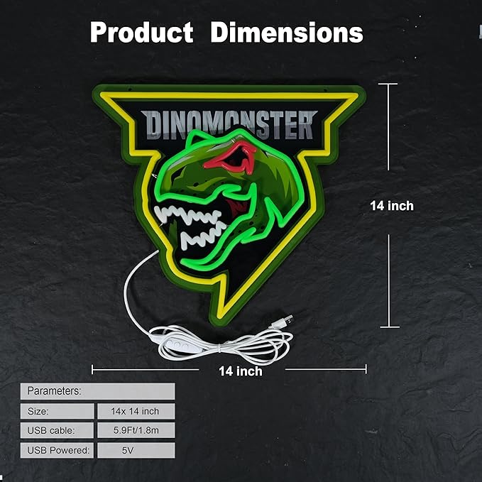 Dinosaur Neon Sign,Innovative Integral Forming Process,With Dimmable Switch For All Holiday Party and Home Decoration - Bloomnest