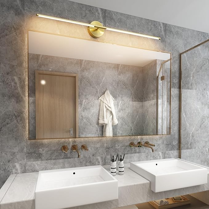 40Inch Hardwired Gold Wall Sconces Set of Two,360° Rotate Modern Linear Wall Light 30W Gold Vanity Light 3000K for Bathroom, Living Room(2 Pack) - Bloomnest