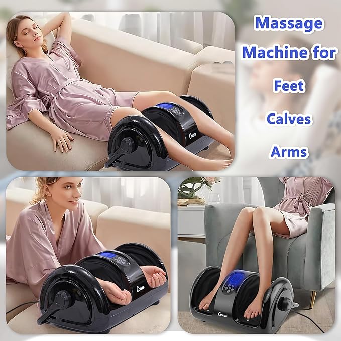 Shiatsu Foot Massager with Heat,Foot Massager for Plantar Fasciitis,Pain Relief and Heat Therapy,Massage Foot/Calf with Deep Kneading,Christmas Gift for Women and Men(Black) - Bloomnest