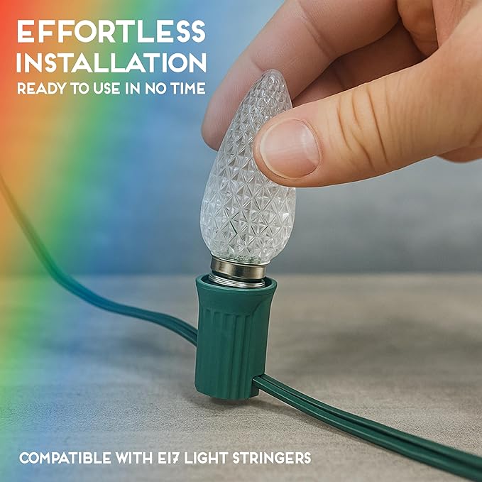 HLO Lighting Set of 500 Multicolor (Red Green Blue Yellow Orange) C9 Faceted LED Christmas Light Bulbs for Indoor & Outdoor Use | Durable Replacement Bulbs - Bloomnest
