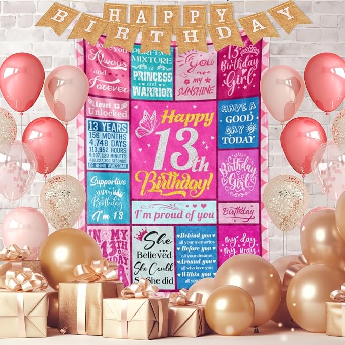 13th Birthday Gifts for Girls, 13 Year Old Girl Gifts, 13th Birthday Decorations for Girls, Gifts for 13 Year Old Girl, Teenager Girl Gift Ideas, Birthday Gifts for Teen Girls, Girls Blanket 50"x60" - Bloomnest