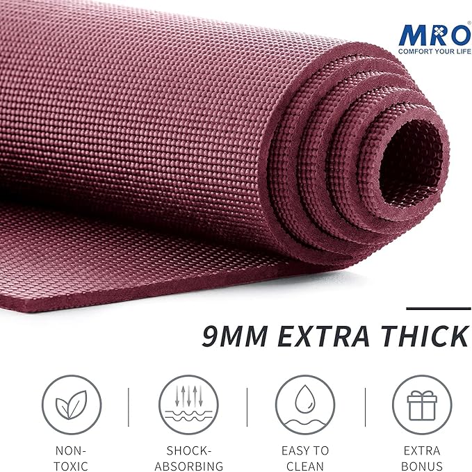 MRO Extra Large Yoga Mat, 12'x6'/9'x6'/7'x5'/6'x4' (9MM) Extra Wide and Thick Exercise Mats for Home Gym Workout, Non-Slip, Soft for Women and Men Fitness, Ideal for Barefoot Yoga, Pilates, stretching - Bloomnest