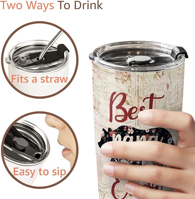 Macorner Mothers Day Gift for Nana & Mom From Daughter, Son for Grandma - Stainless Steel Bear Tumbler 20oz for Women - Bloomnest