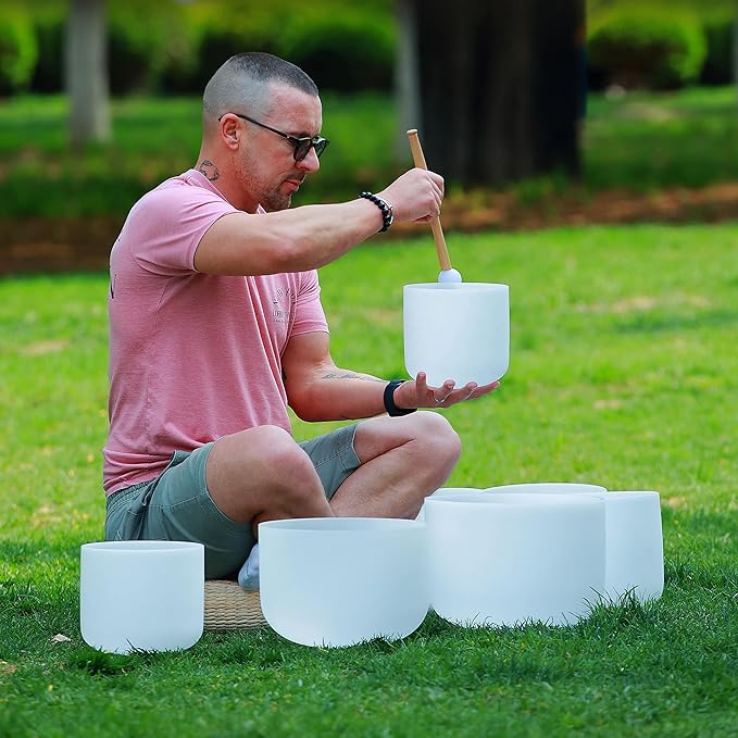 TOPFUND 12" Crystal Singing Bowl Mallet - Silicone Head & Raw Beech Handle | Precision-Crafted for Pure Sound