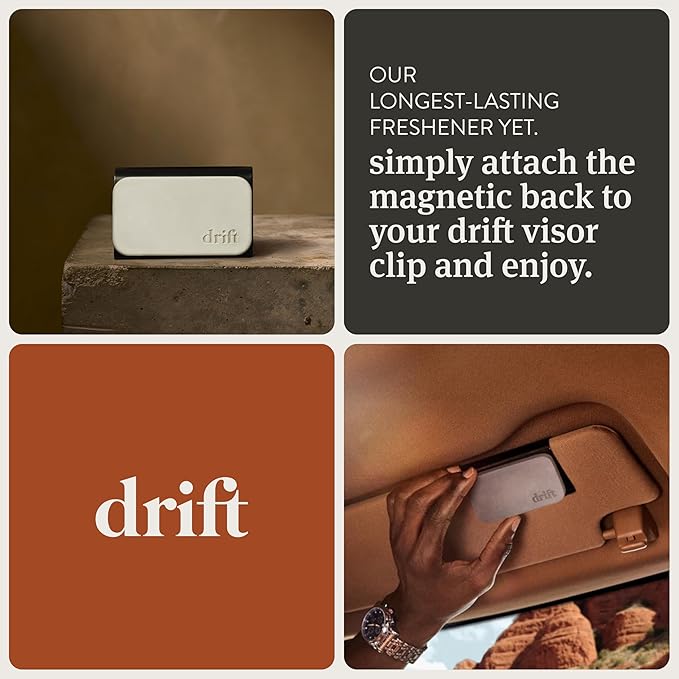 Drift Car Air Freshener - The Original Stone Air Freshener - Car Odor Eliminator - Long Lasting Scent - Metal Clip - Essential Oils - Clean Ingredients - Variety 3 Pack Refill - NO CLIP INCLUDED - Bloomnest