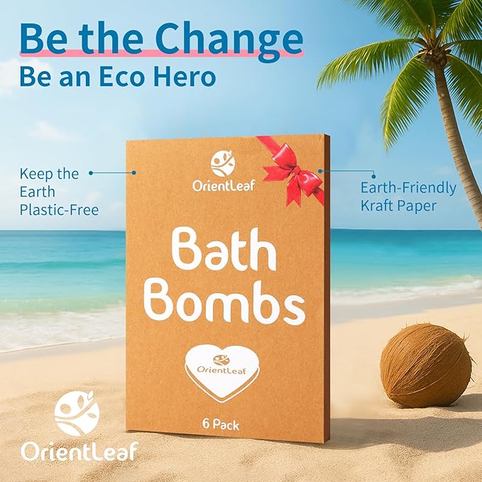 Bath Bombs for Women, Stocking Stuffers, Bath Bombs Fruit Scented Strawberry, Orange, Coconut, 6 x 2 oz - Bloomnest