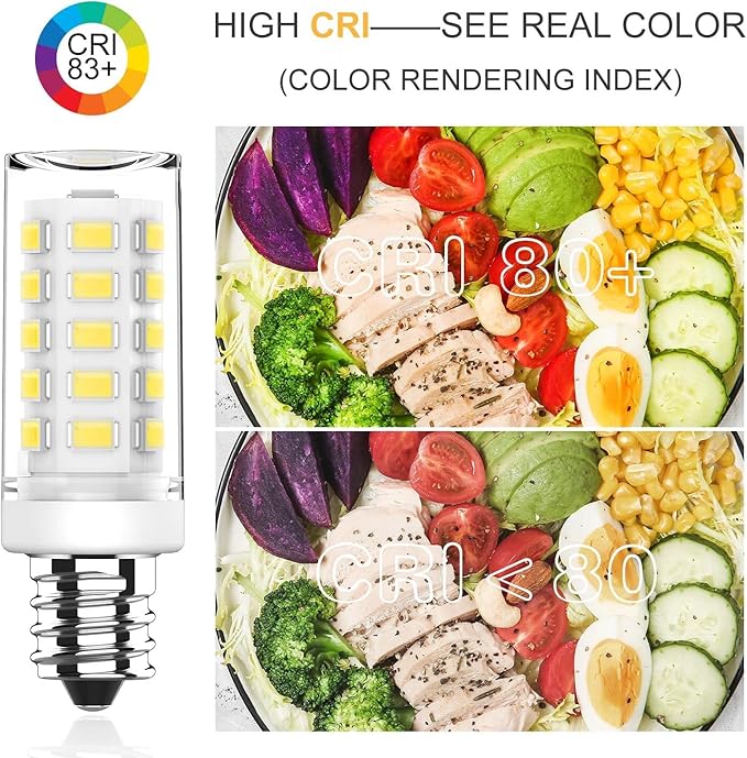 KLG E12 LED Bulb, Mini Candelabra Base, 4W (40W Equivalent), 5000K Daylight White Non-Dimmable, T3/T4 Small Bulb for Ceiling Fan, Chandelier, 6 Pack - Bloomnest